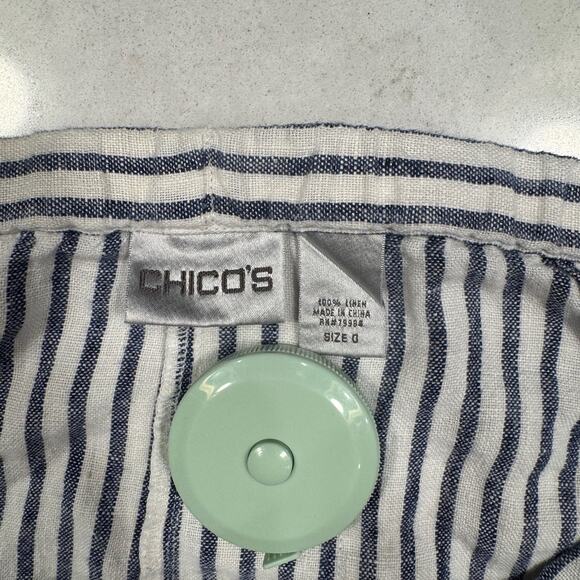 Chico’s Blue & White Striped 100% Linen Coastal Pants Chico's Size 0 Beach - Picture 13 of 16